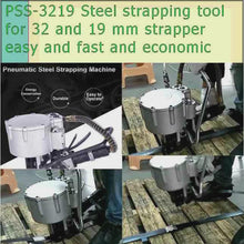 Load and play video in Gallery viewer, PSS-3219 Pneumatic steel strapping machine for 32 and 19 mm (@talk:Whatsapp+86 18621323471)