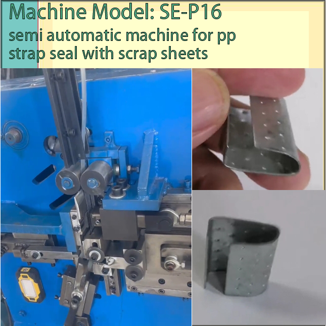 Cost saving machine for making PP strap clips with steel scraps sheets