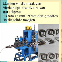 Load image into Gallery viewer, vierkantige draadbandgesp 13, 16 en 19 mm masjien met drie groottes in dieselfde masjien
