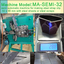 Cargar imagen en el visor de la galería, MA-SEMI-32 semi automatic machine for making steel strap clip 32 x 57 mm
